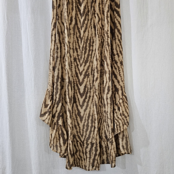 Wild Fable High Low Hem Printed Chiffon Dress in Brown & Tan Women’s Size M - Picture 7 of 9